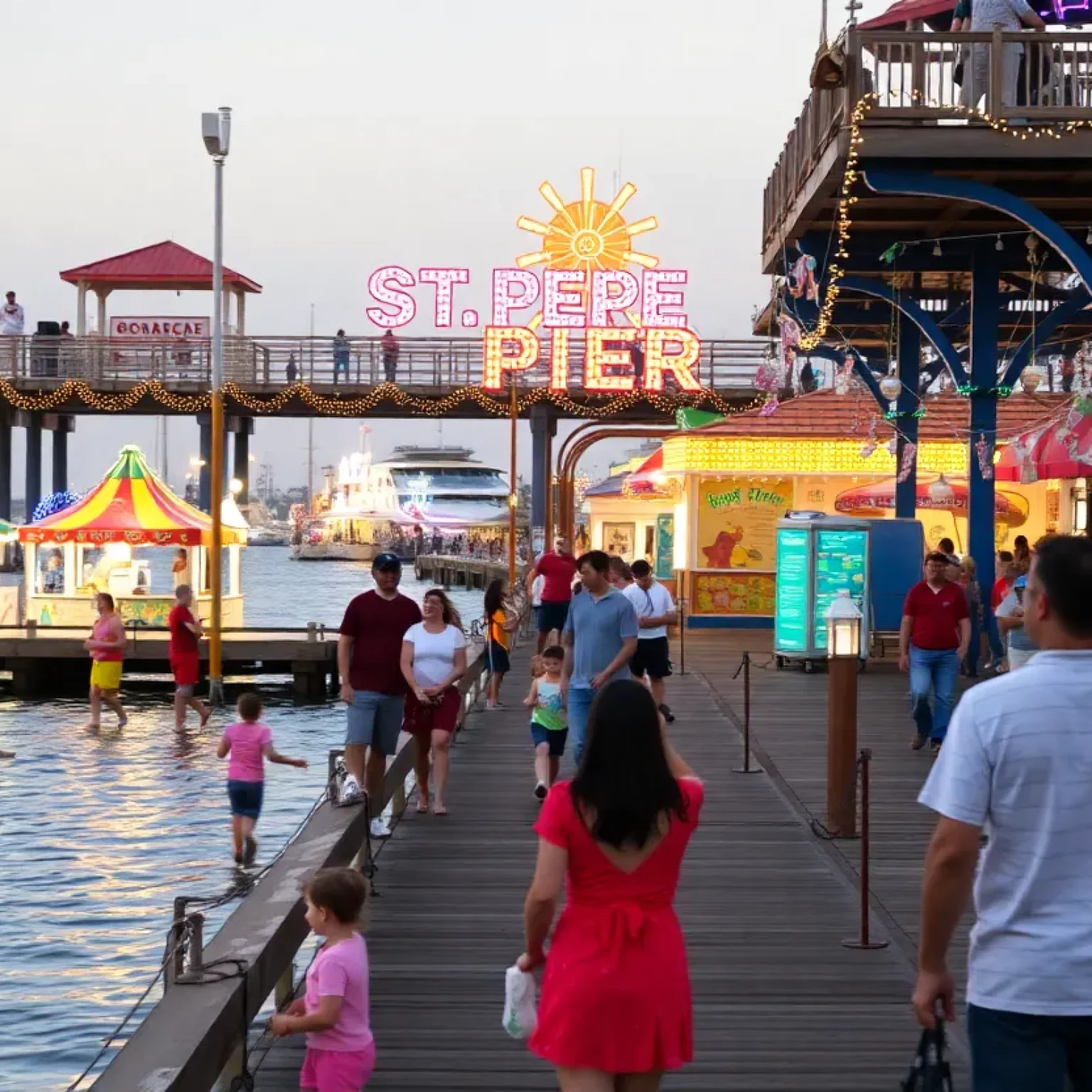 Families enjoying festivities at St. Pete Pier
