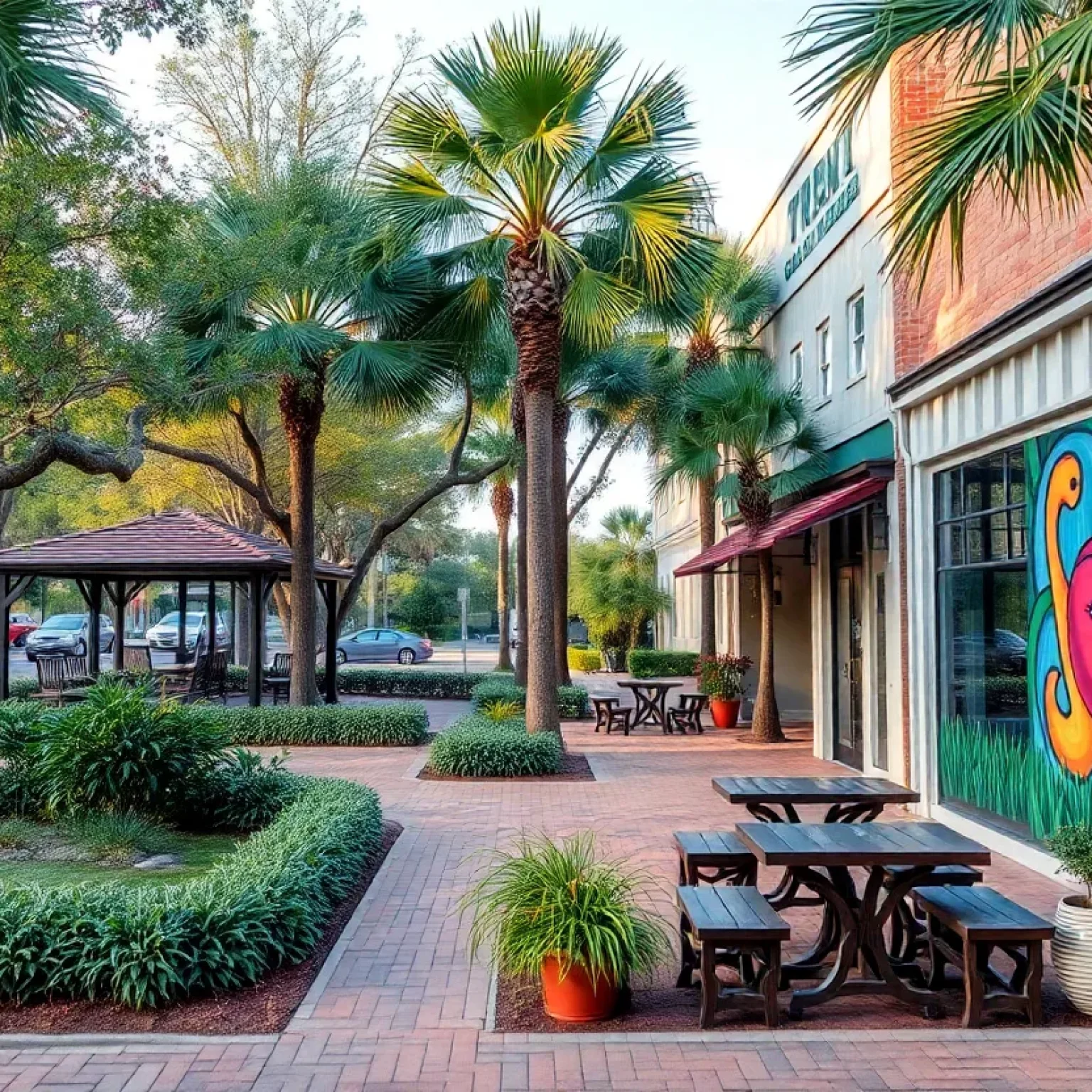Scenic view of St. Petersburg Florida featuring parks and coffee shops