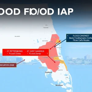 Interactive flood map of St. Petersburg showing flood zones