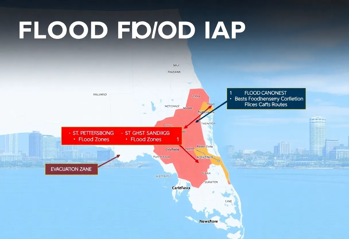 Interactive flood map of St. Petersburg showing flood zones