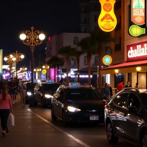 Nightlife in St. Petersburg, showcasing new ride-share drop-off area