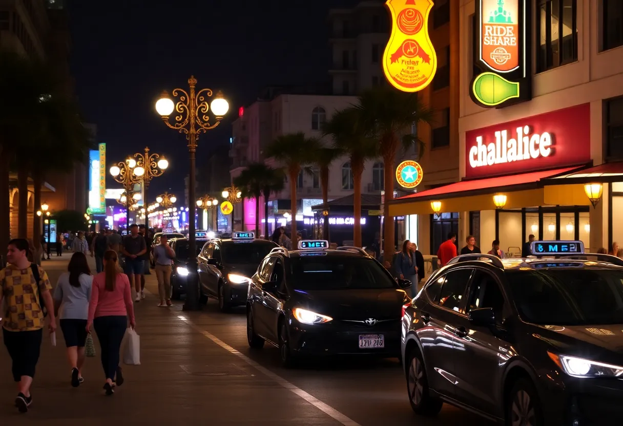 Nightlife in St. Petersburg, showcasing new ride-share drop-off area