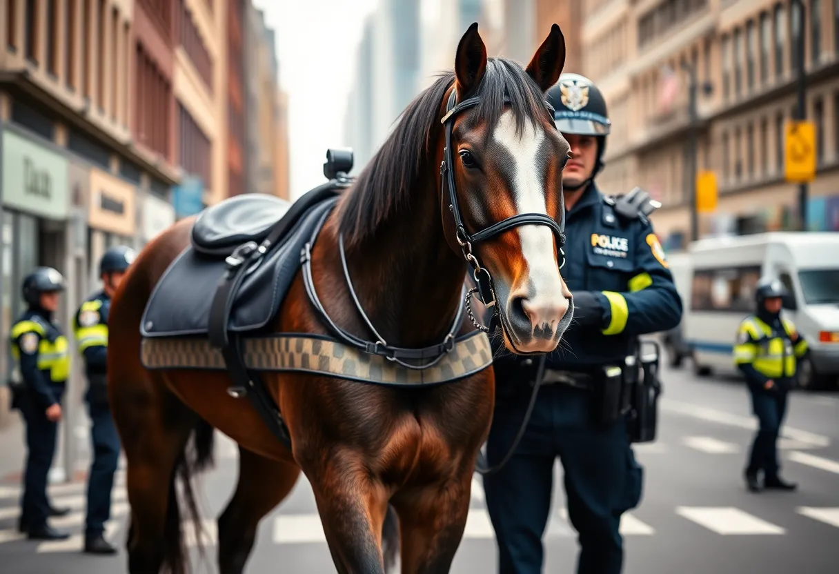 Police horse in St. Petersburg, Florida
