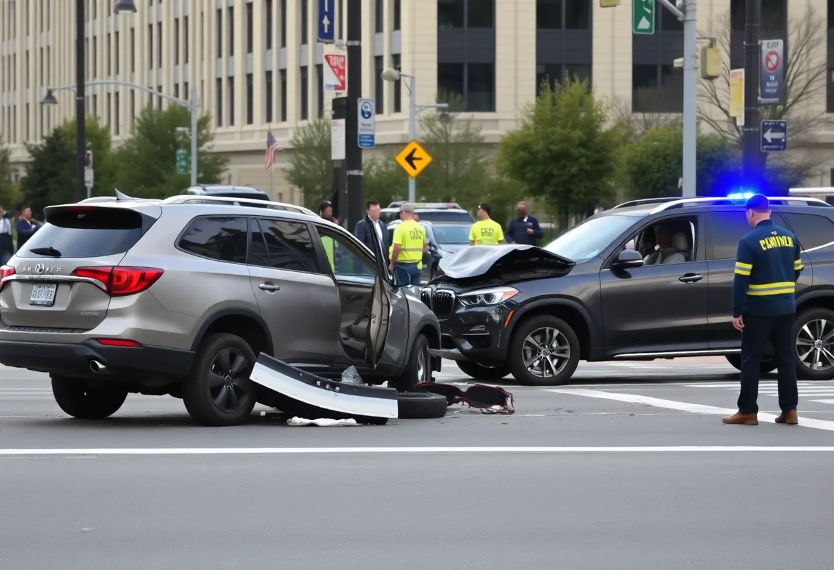Scene of a fatal SUV crash in St. Petersburg with emergency services attending.