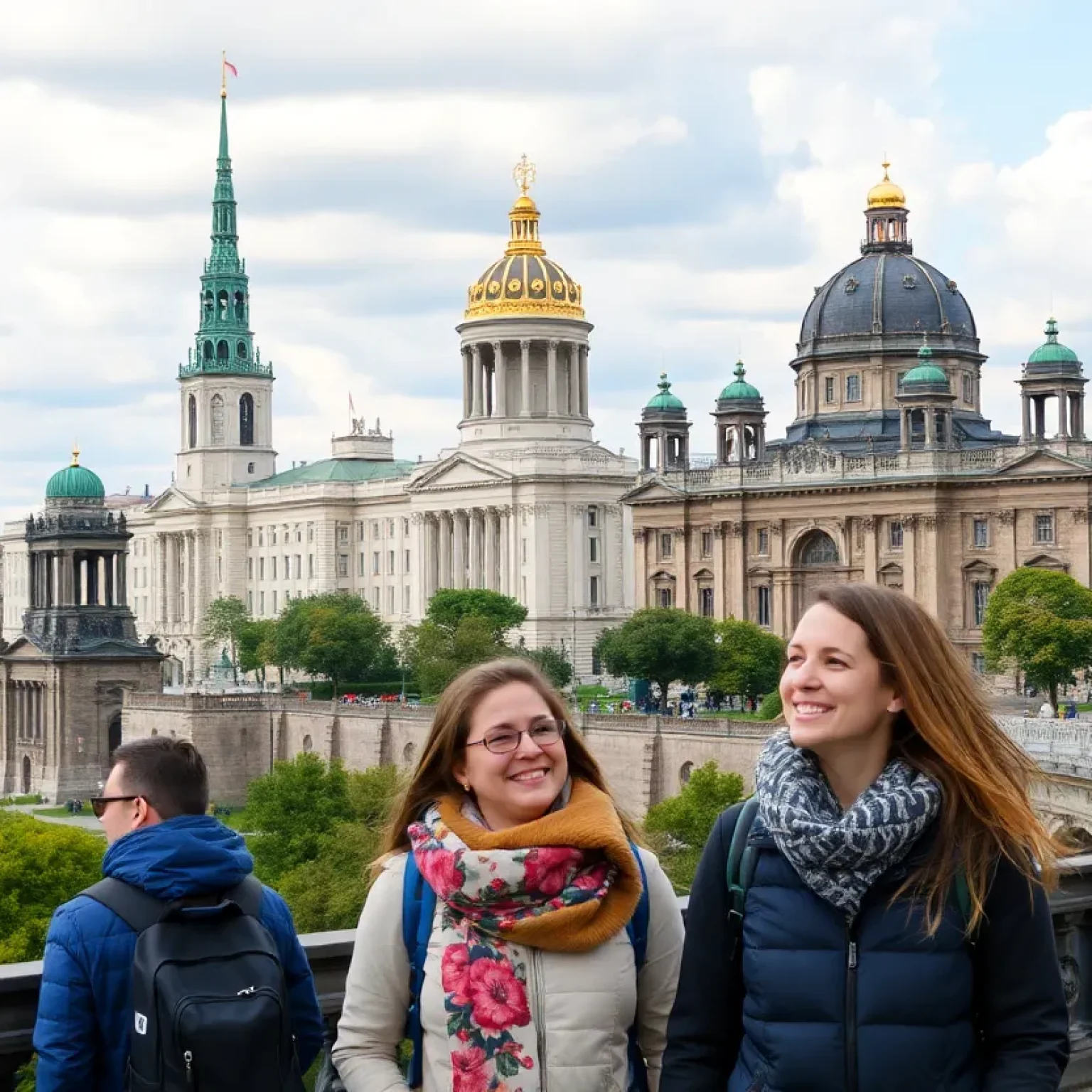 Tourists enjoying the view in St. Petersburg
