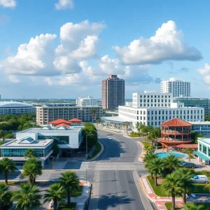 Urban development in St. Petersburg showing infrastructure improvements and new housing projects