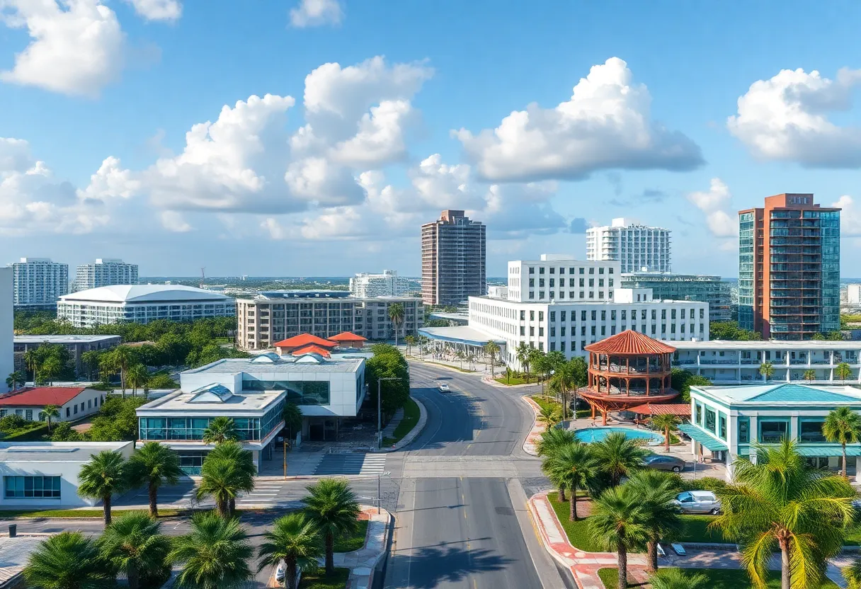 Urban development in St. Petersburg showing infrastructure improvements and new housing projects
