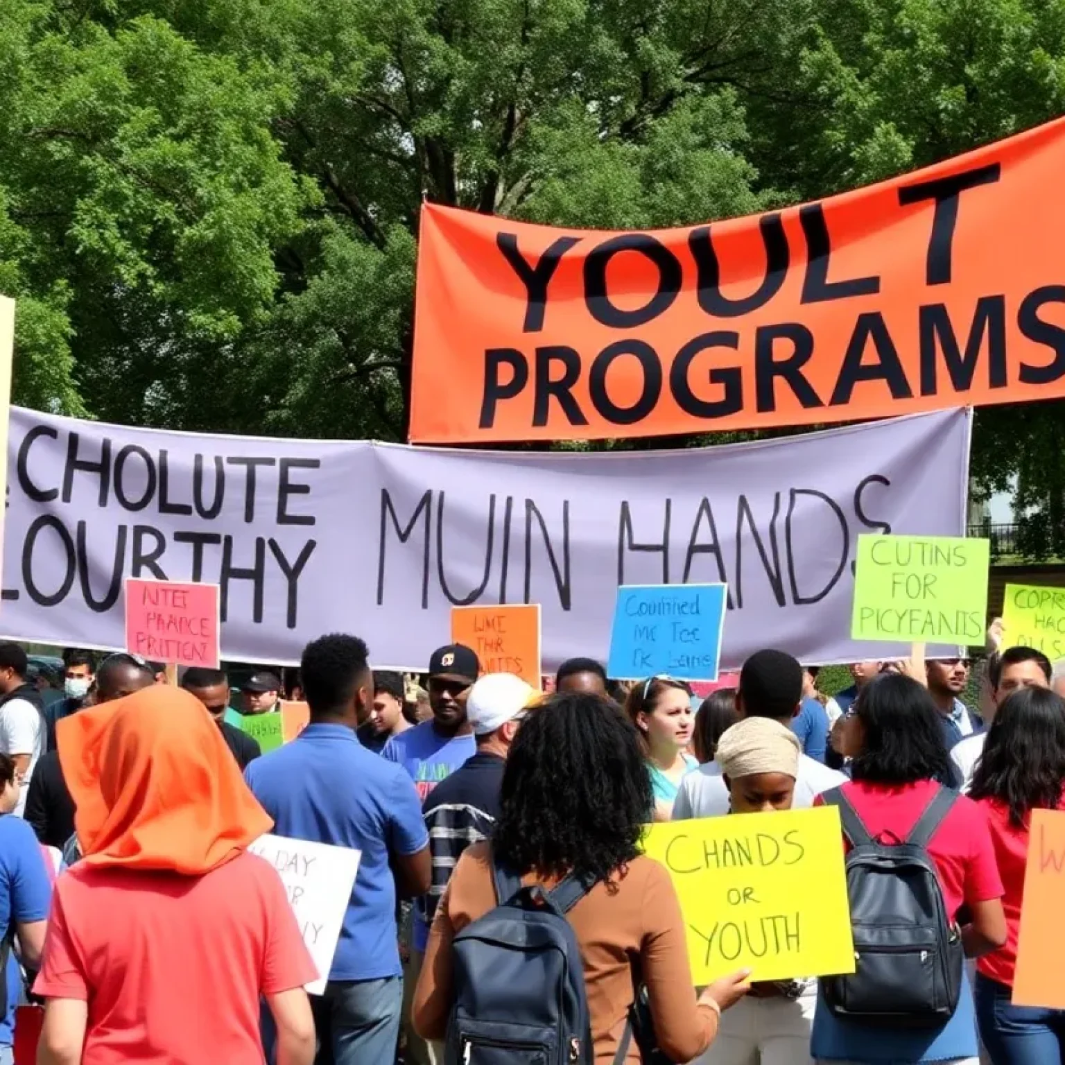 Community members rallying for increased youth programs funding in St. Petersburg.