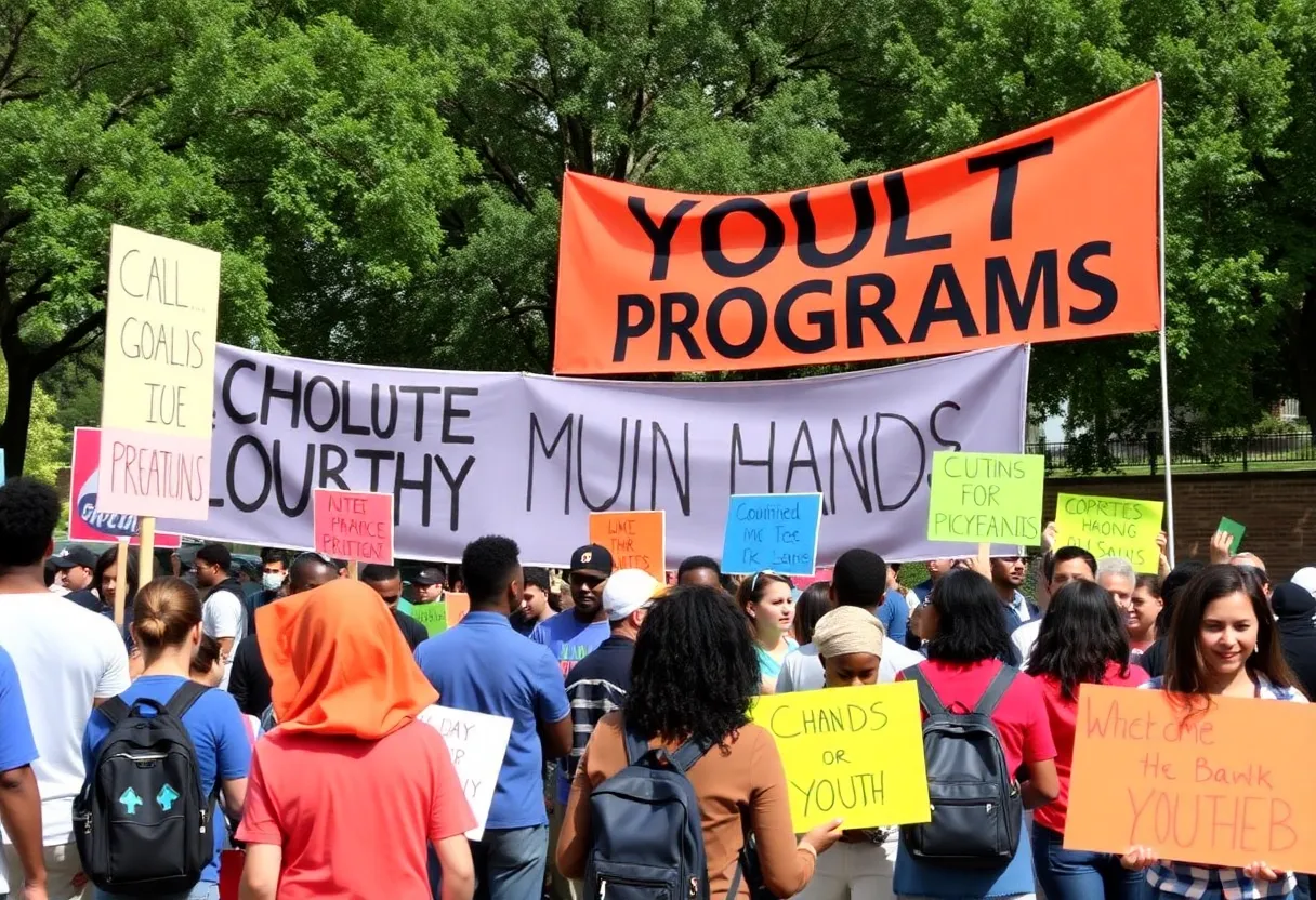 Community members rallying for increased youth programs funding in St. Petersburg.