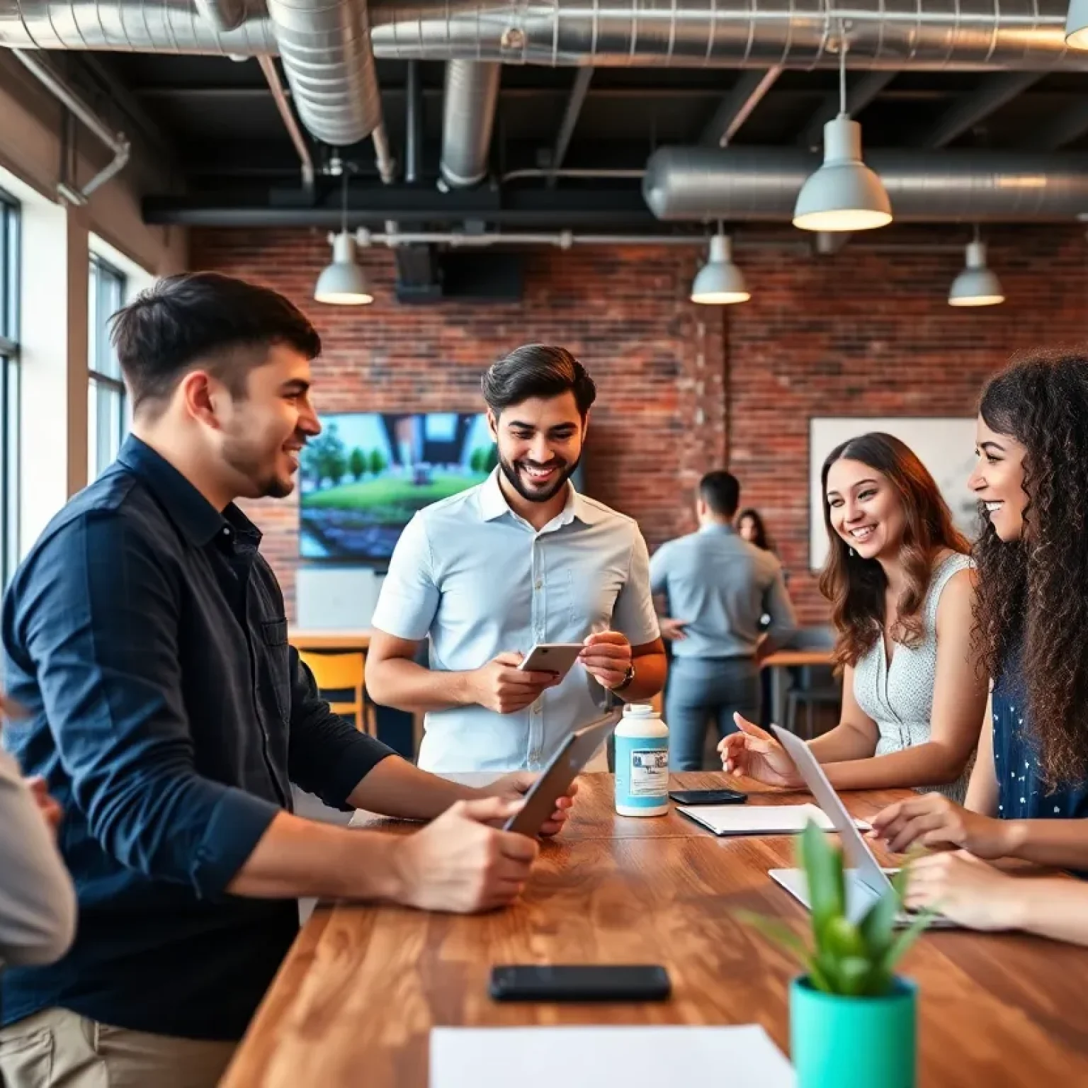 Local entrepreneurs collaborating in a co-working space in Tampa Bay.