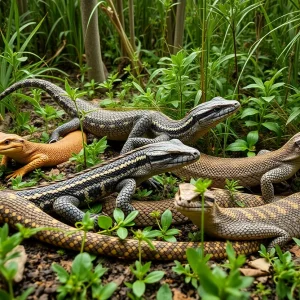 Native and invasive reptiles in a Florida wildlife setting