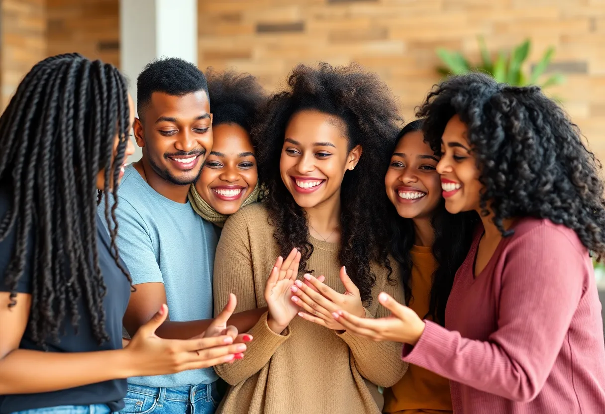 Young adults participating in a community support program
