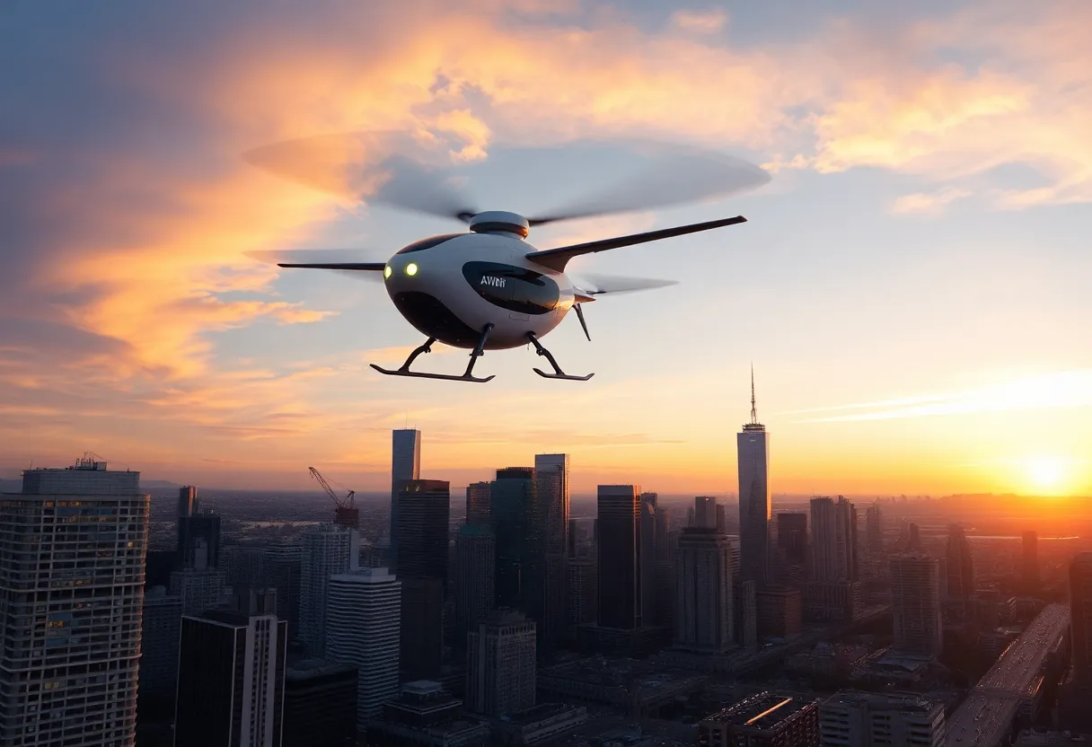 Concept of an air taxi in an urban setting