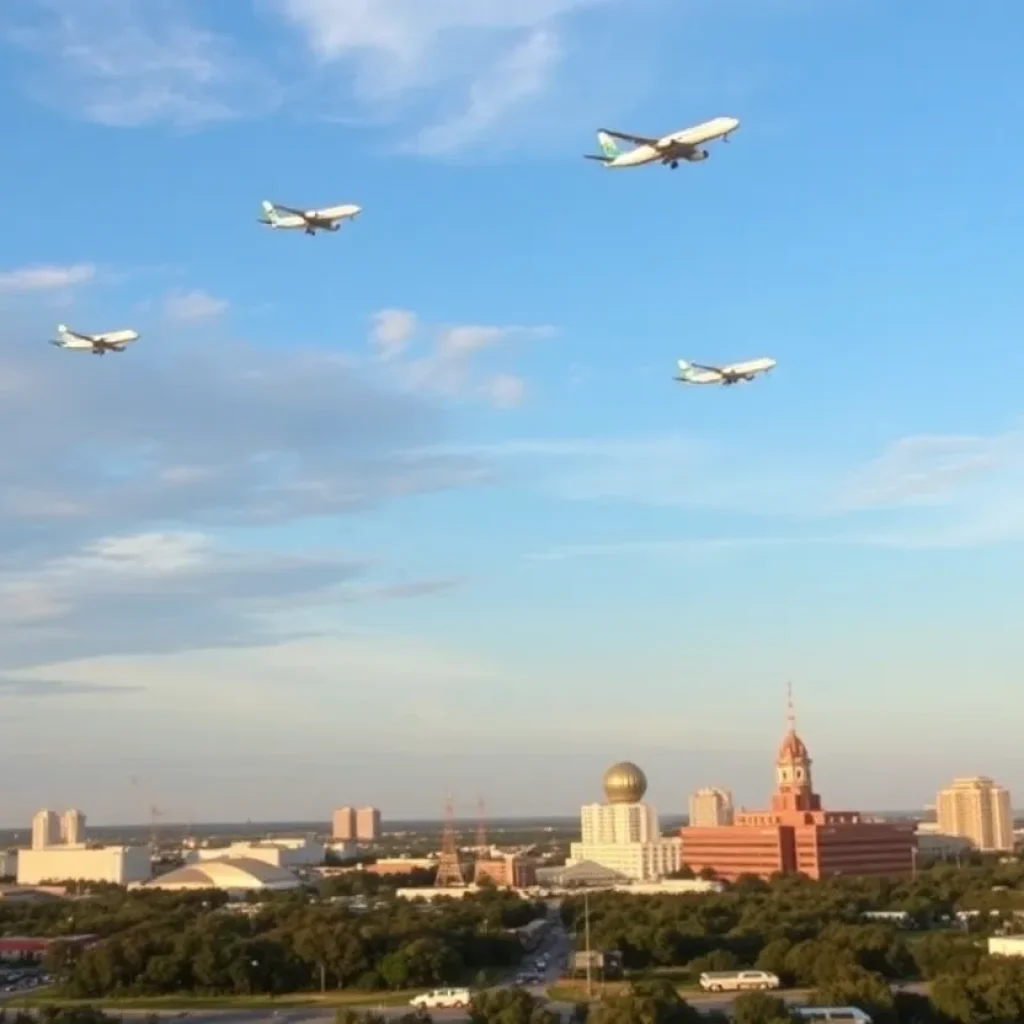 Airplanes flying between St. Petersburg and Huntsville