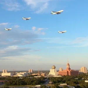 Airplanes flying between St. Petersburg and Huntsville