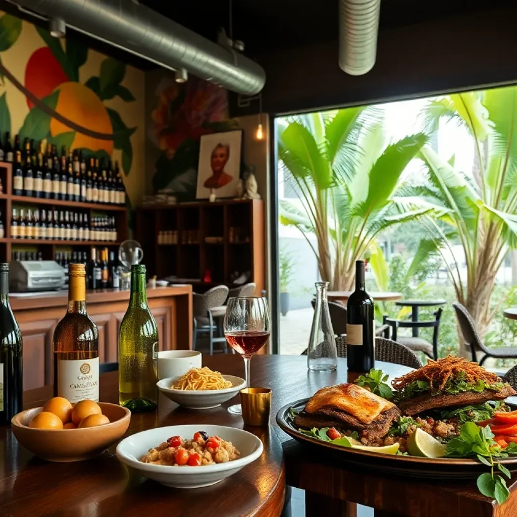 Interior of Allelo Wine Bar showcasing wine selections and dishes