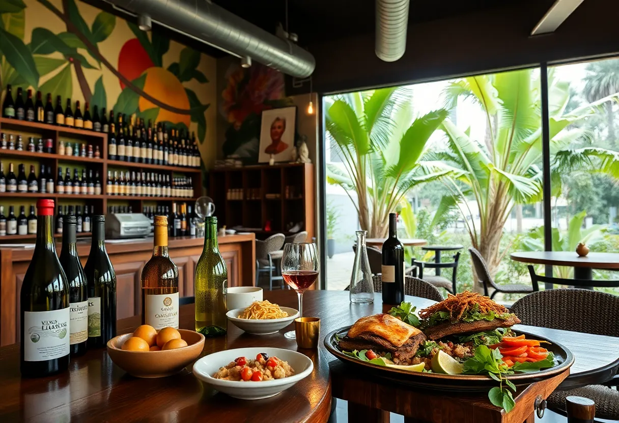 Interior of Allelo Wine Bar showcasing wine selections and dishes