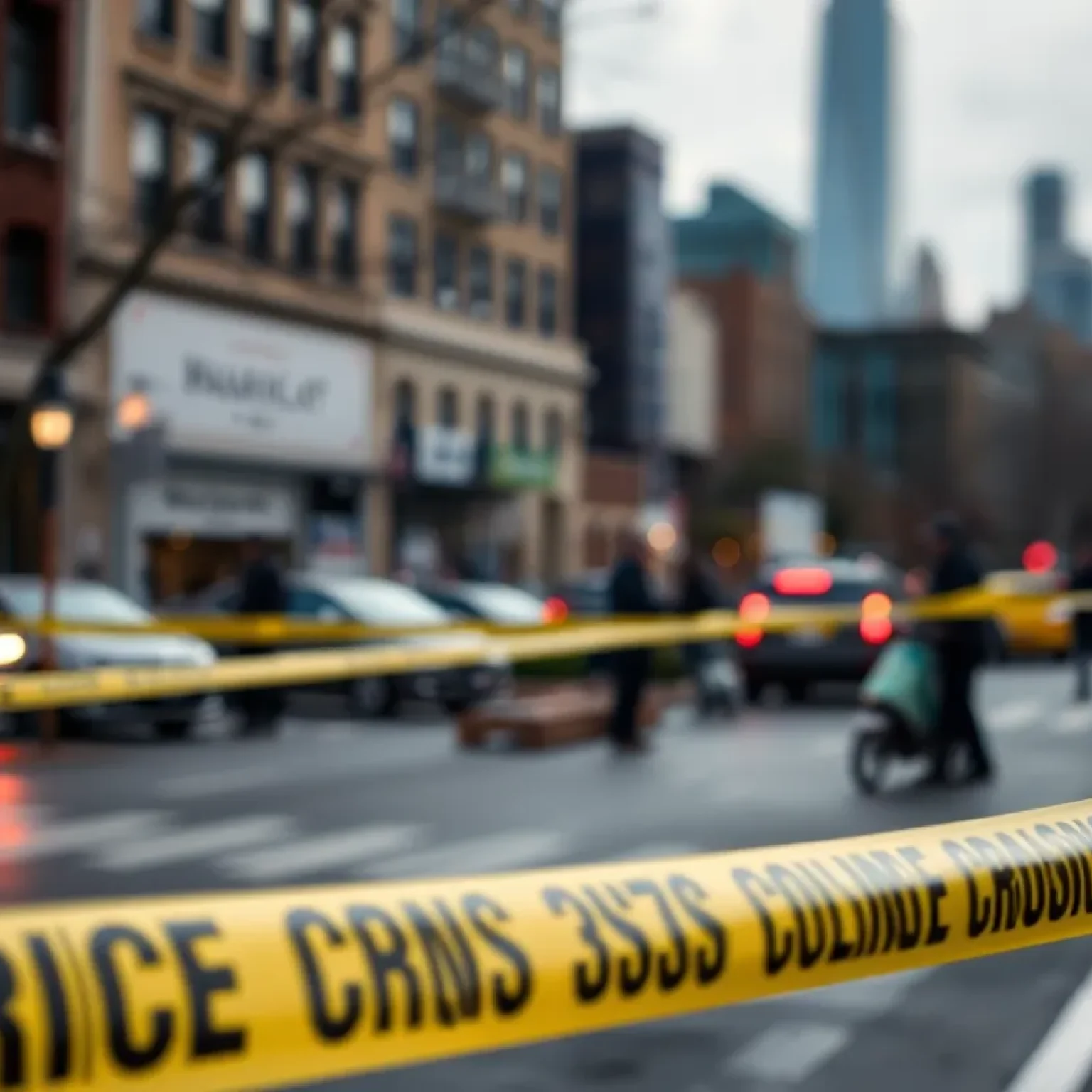 Crime scene marked by police tape in St. Petersburg