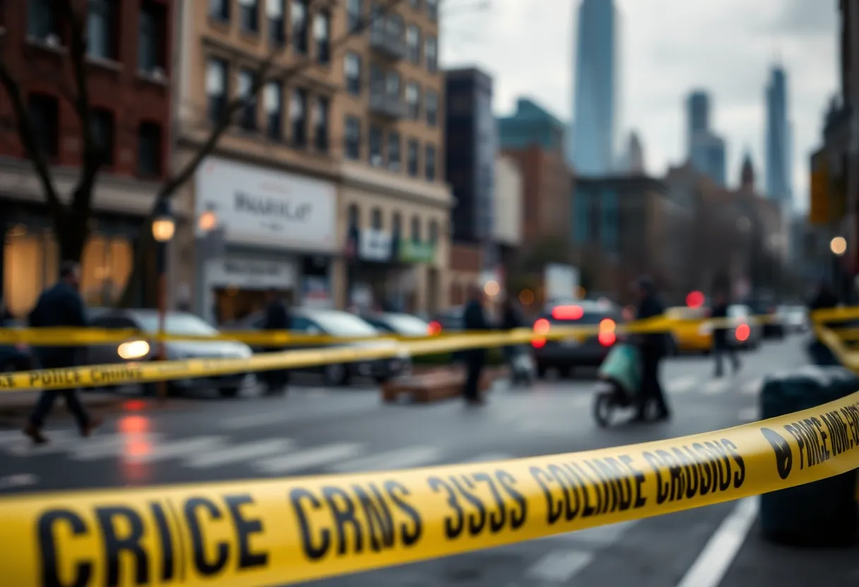 Crime scene marked by police tape in St. Petersburg