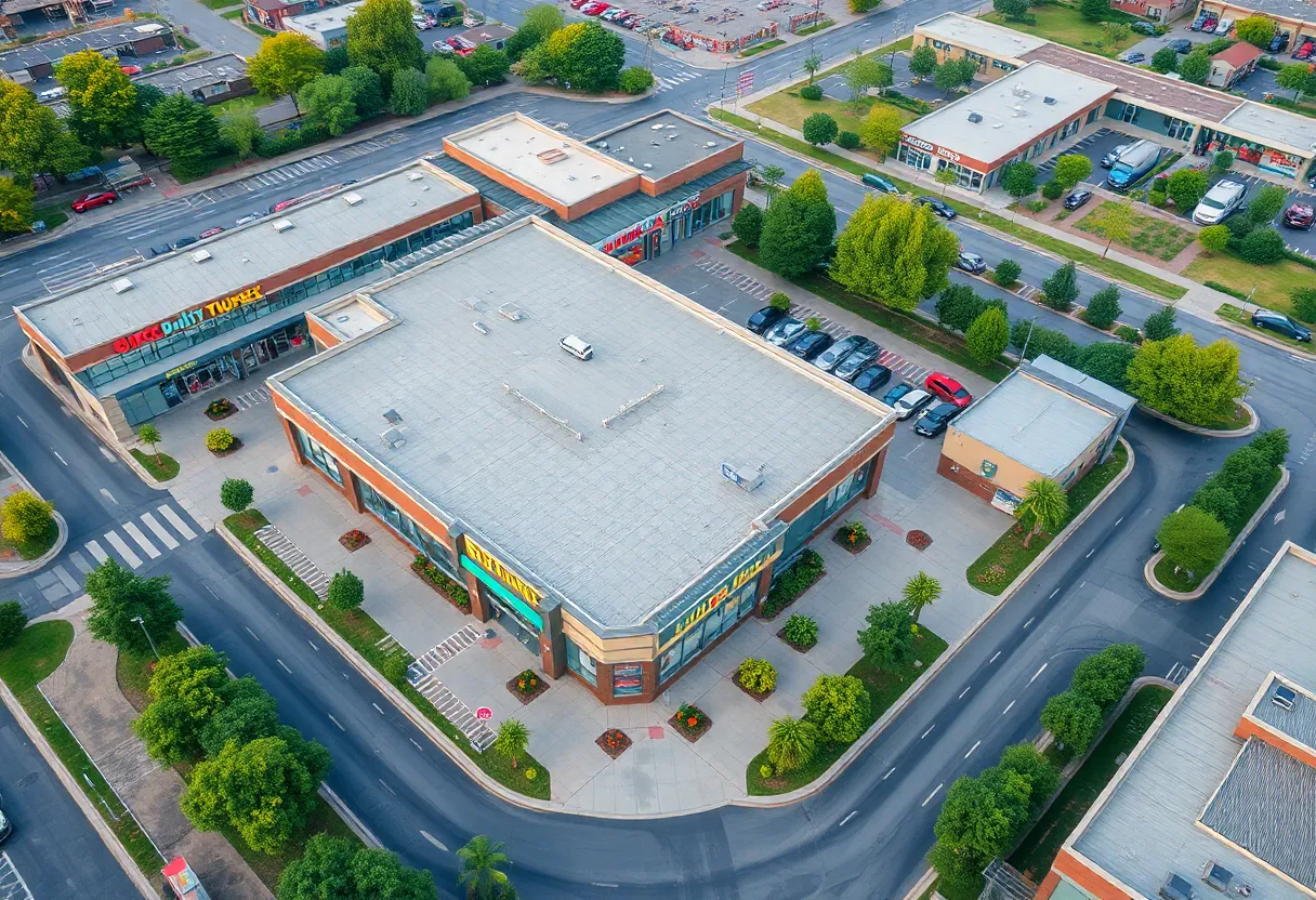 Aerial view of Disston Plaza Shopping Center in St. Petersburg, Florida.