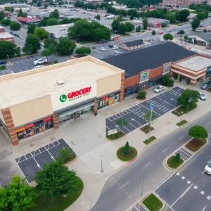 Aerial view of Disston Plaza shopping center in St. Petersburg, Florida.