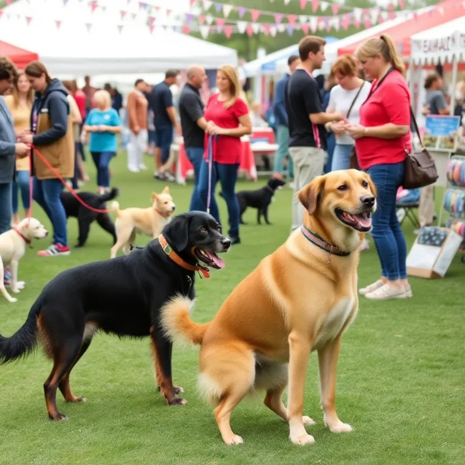 Families and dogs at the Dog Training Club of St. Petersburg's anniversary event