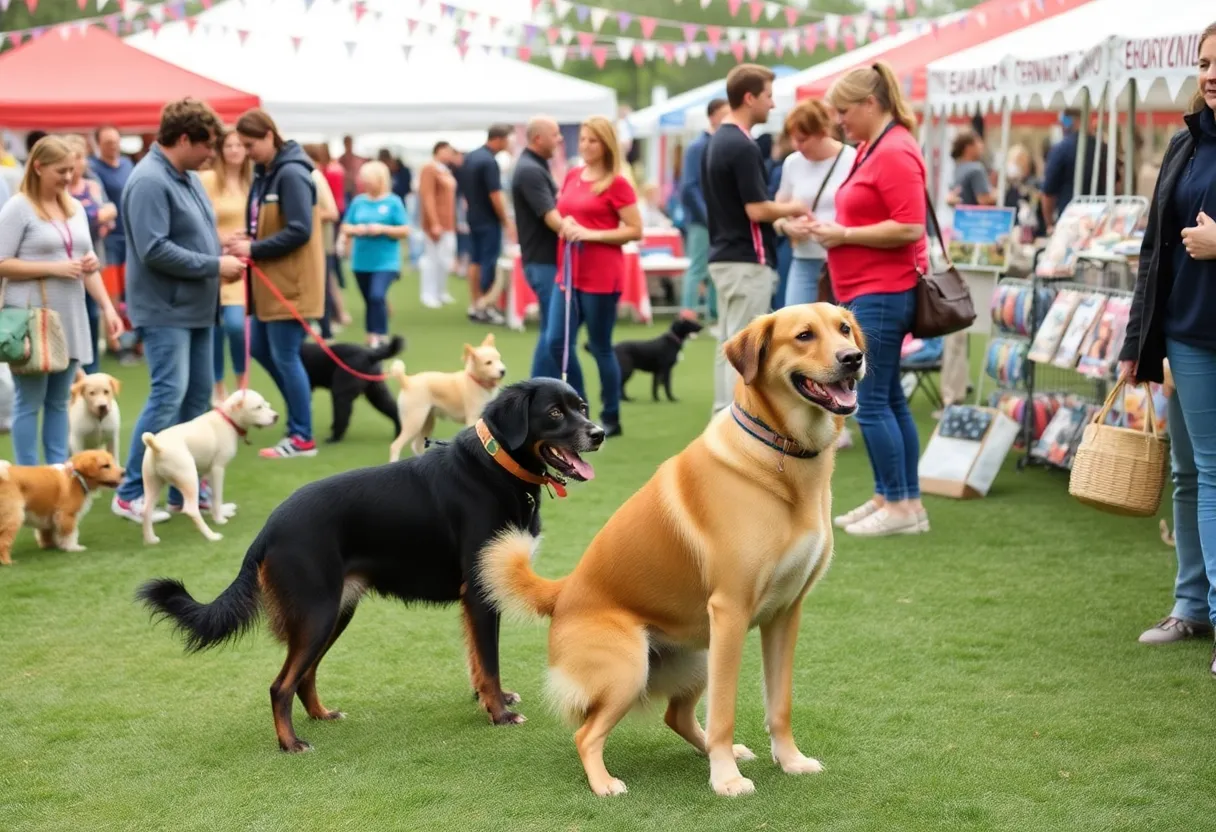 Families and dogs at the Dog Training Club of St. Petersburg's anniversary event