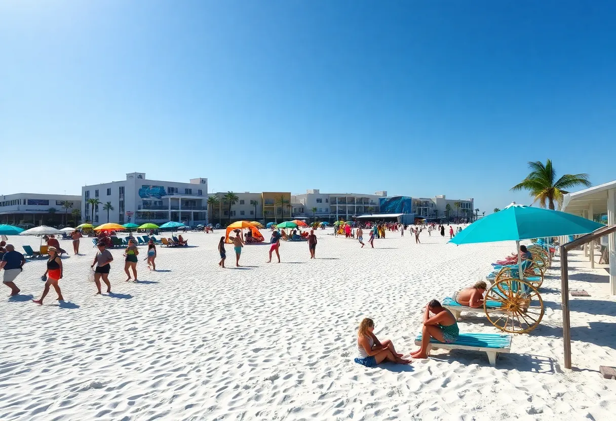People enjoying a sunny day at Clearwater Beach in Florida