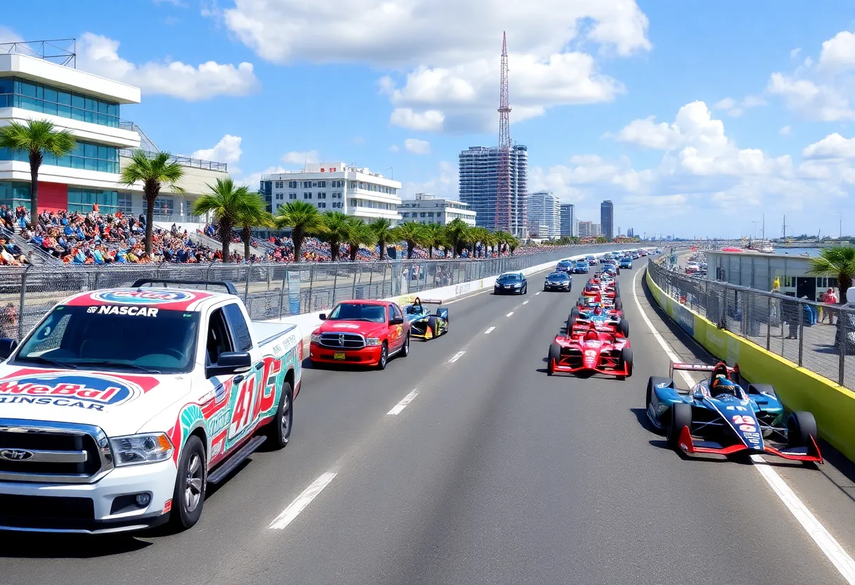 NASCAR truck racing on a street circuit in St. Petersburg, Florida