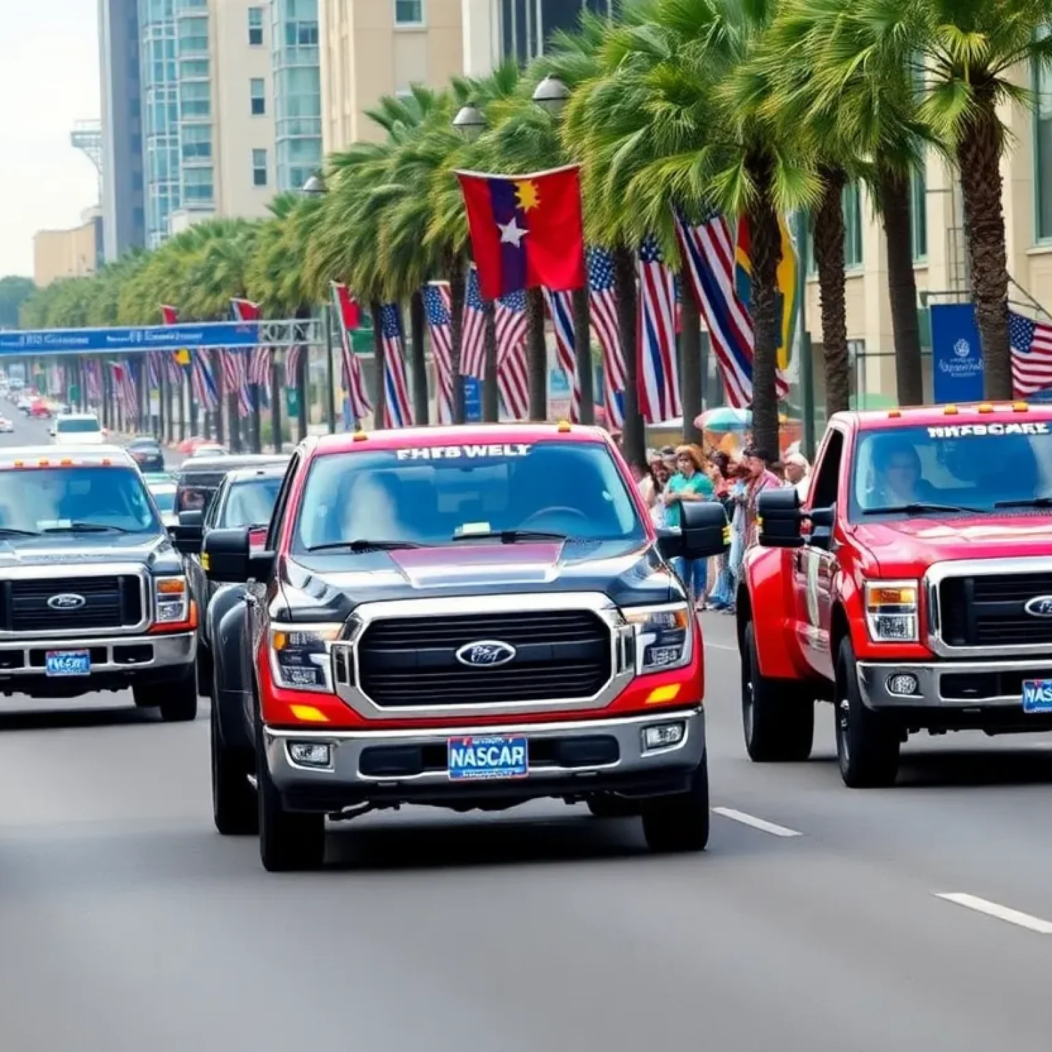 NASCAR Craftsman Truck Series trucks racing on a street course in St. Petersburg