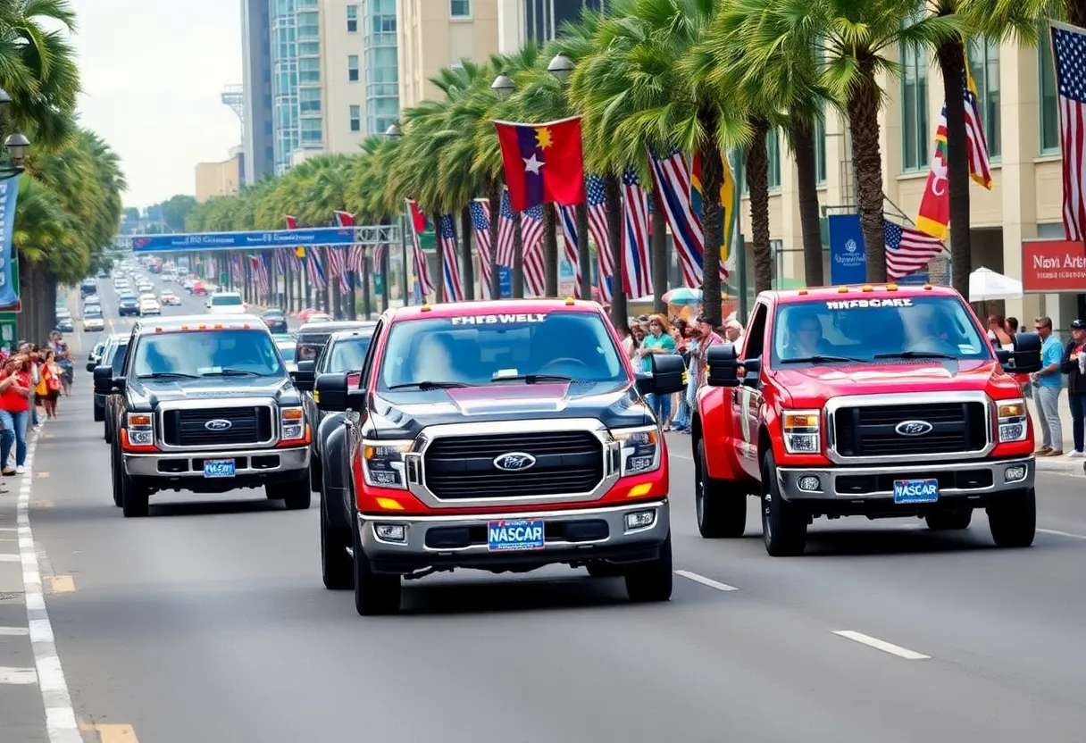 NASCAR Craftsman Truck Series trucks racing on a street course in St. Petersburg
