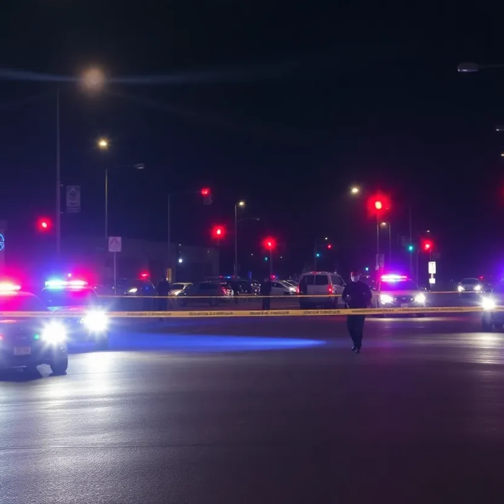 Police caution tape and community members at a crime scene in St. Petersburg