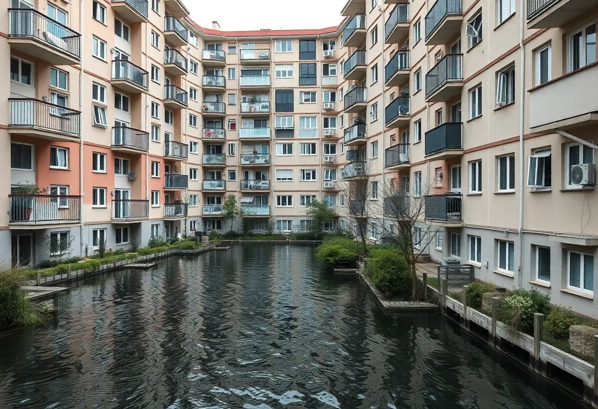 Residents of St. Petersburg apartments showing concern over potential water shutoff.