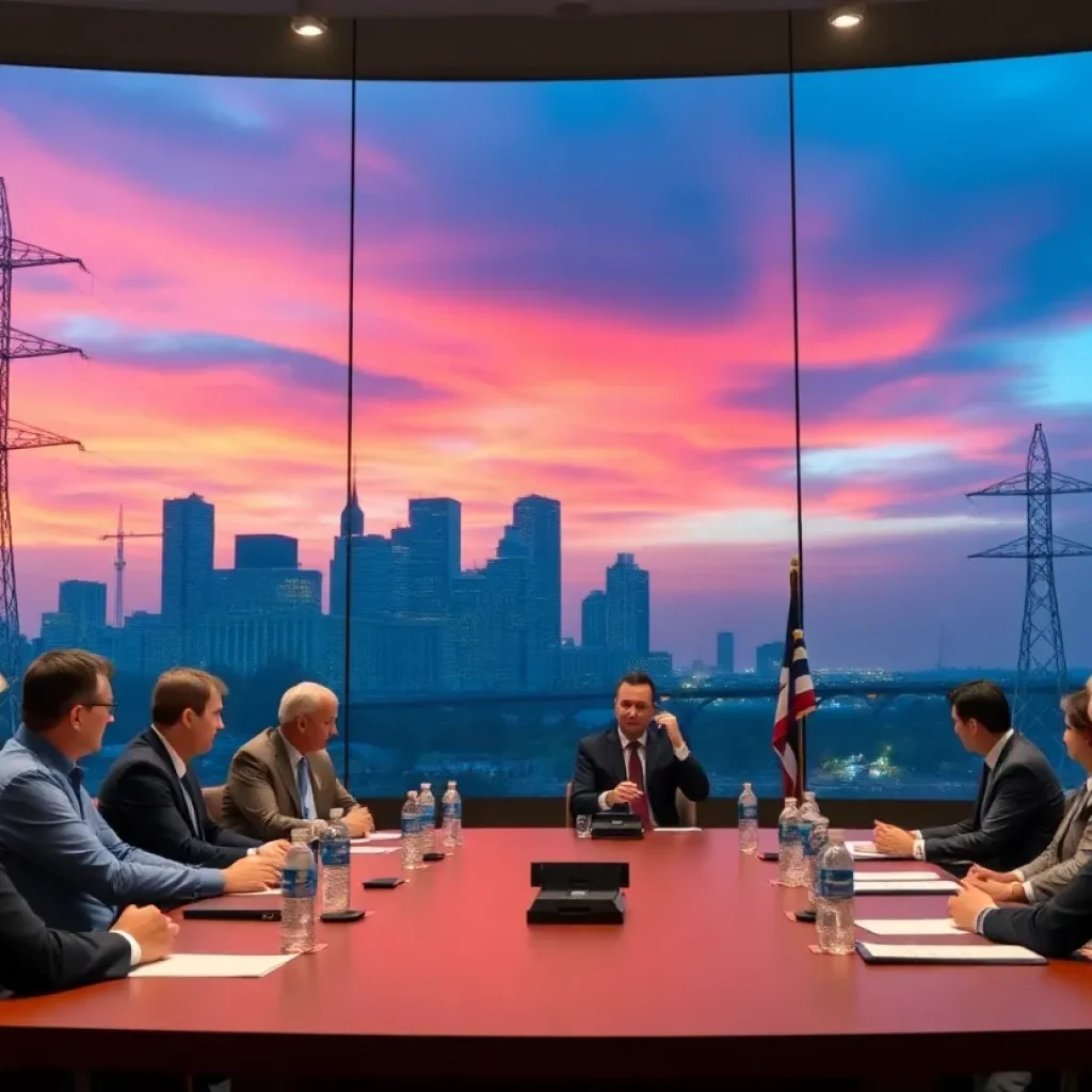 City council members discussing municipal electric utility options