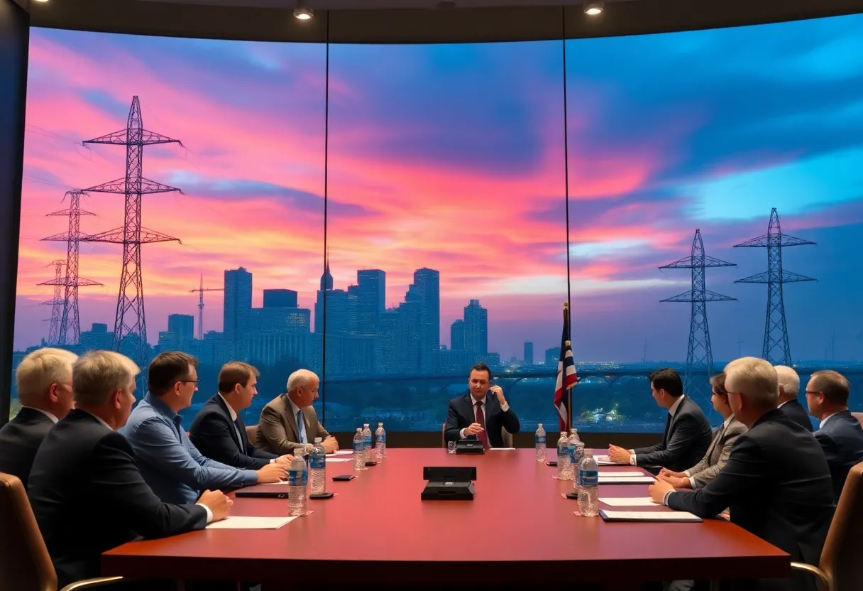 City council members discussing municipal electric utility options