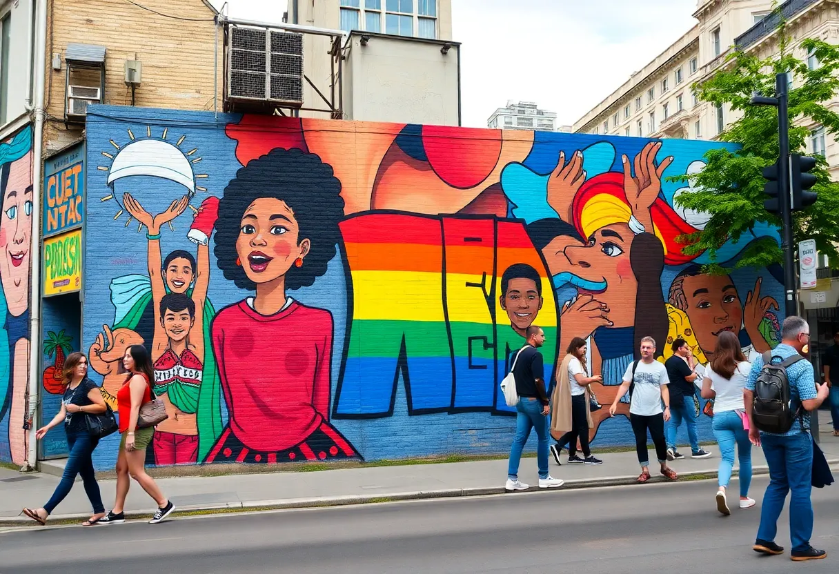 Colorful street murals in St. Petersburg reflecting community pride