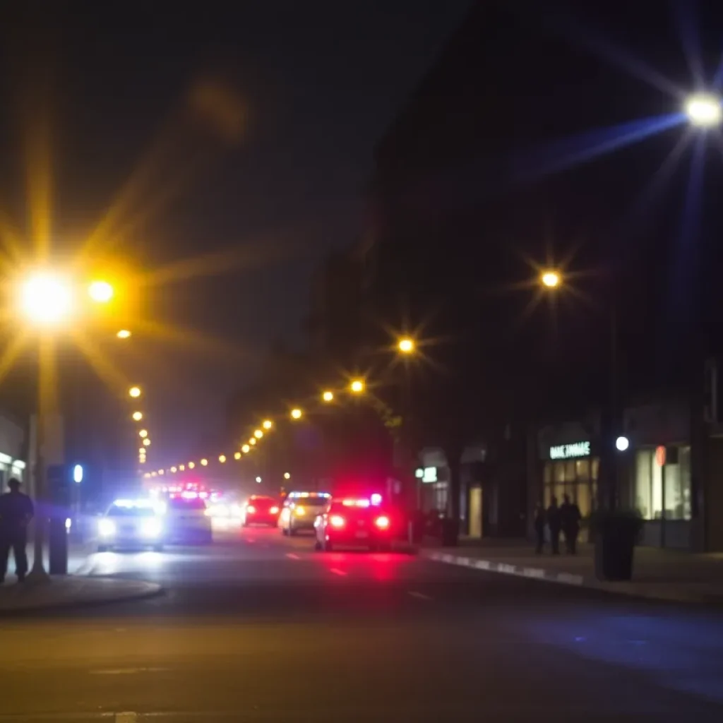 Police lights at a crime scene in St. Petersburg