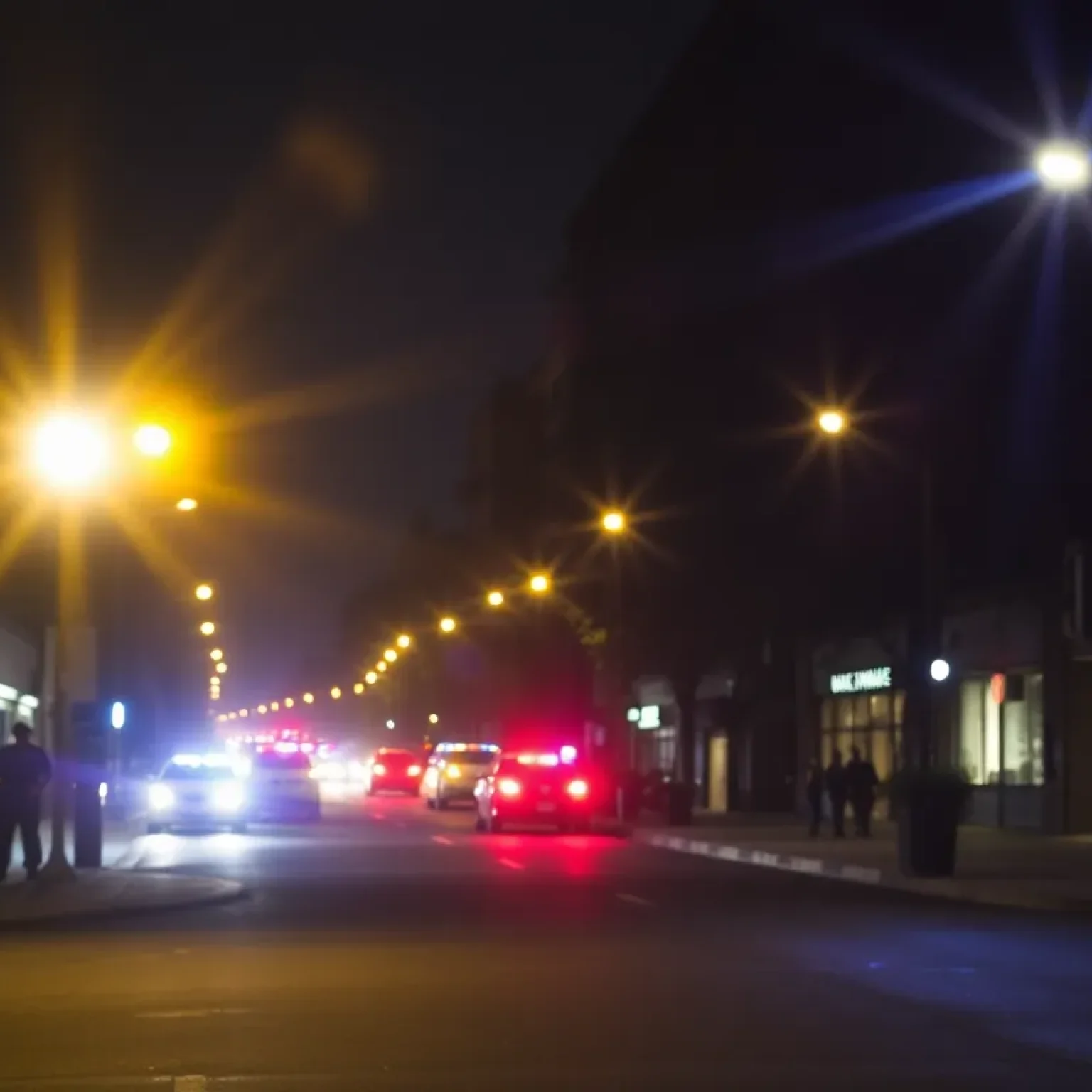 Police lights at a crime scene in St. Petersburg