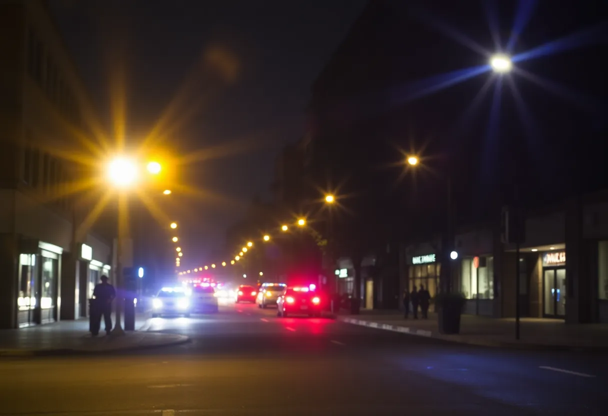 Police lights at a crime scene in St. Petersburg