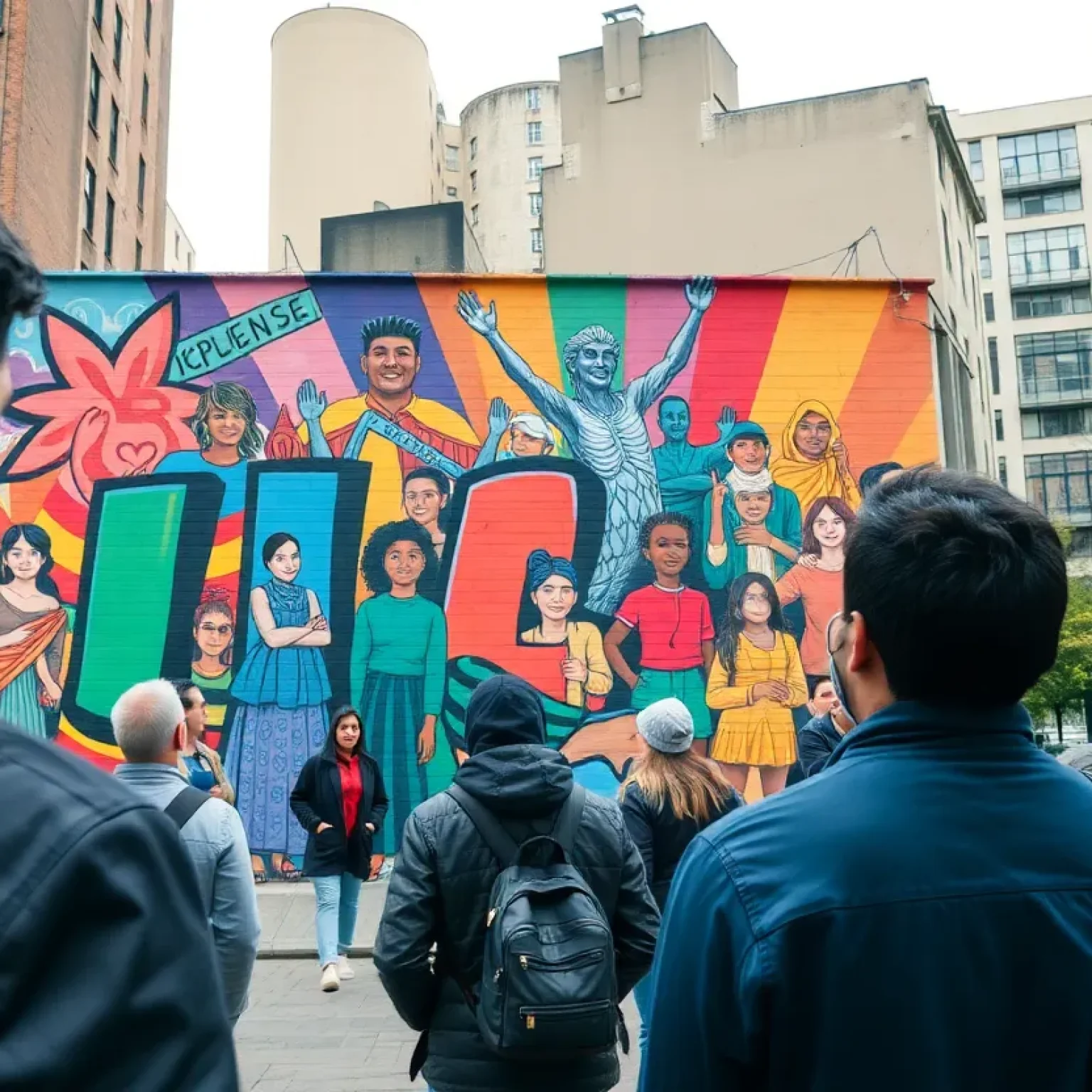 Vibrant mural symbolizing diversity in St. Petersburg