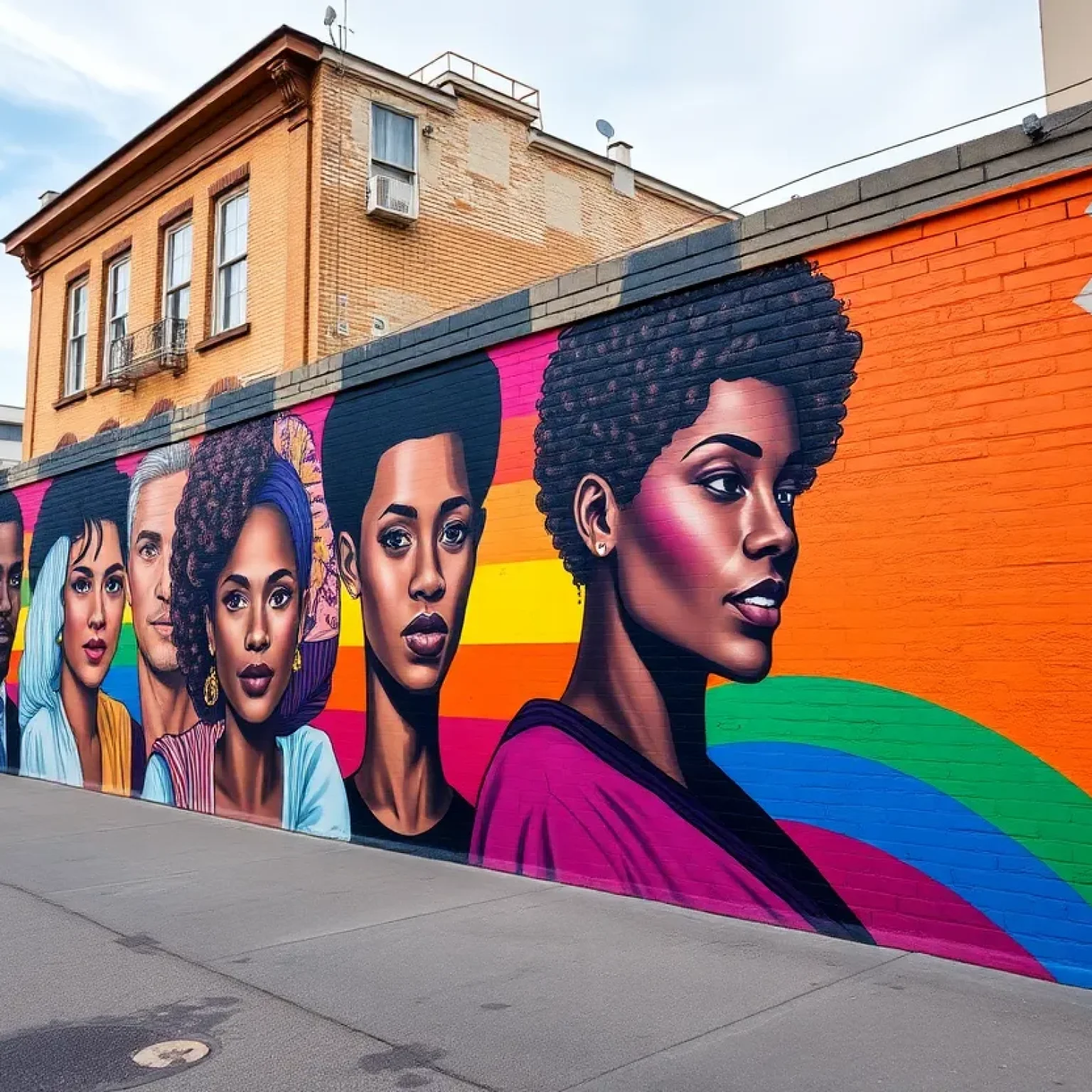 A colorful street mural in St. Petersburg celebrating Black history and LGBTQ pride.