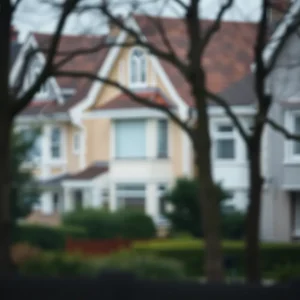 Residential neighborhood with windows that evoke a sense of vigilance.