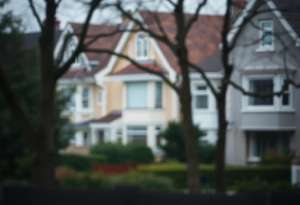 Residential neighborhood with windows that evoke a sense of vigilance.