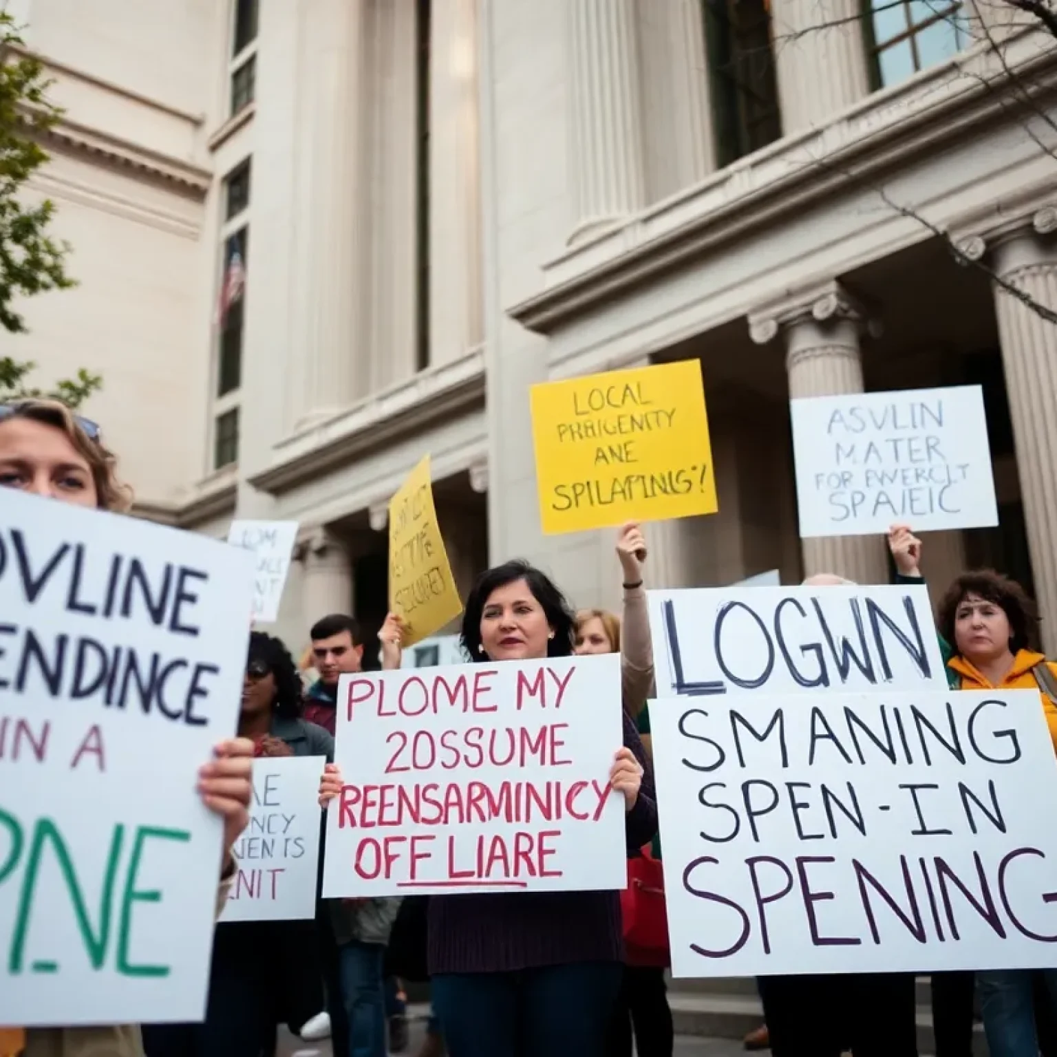 Public protest demanding accountability for city spending