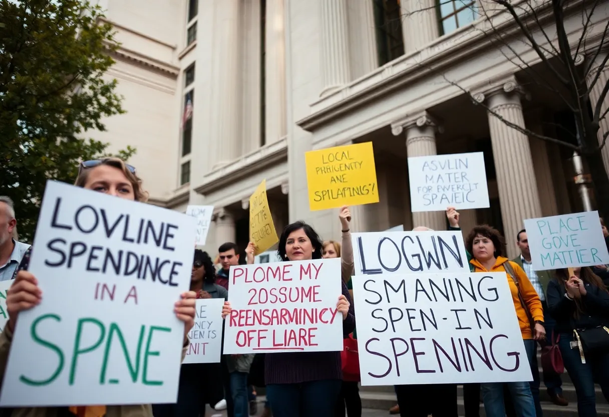 Public protest demanding accountability for city spending