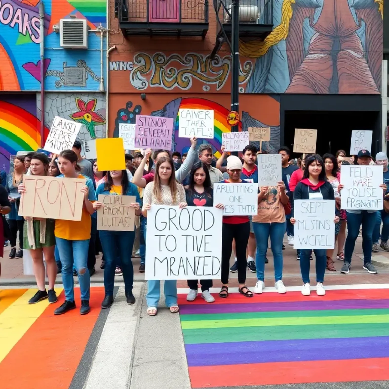 Protesters advocating for rainbow crosswalks in St. Petersburg