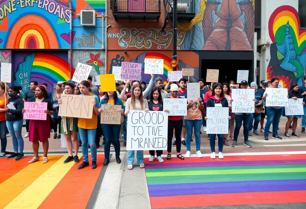 Protesters advocating for rainbow crosswalks in St. Petersburg