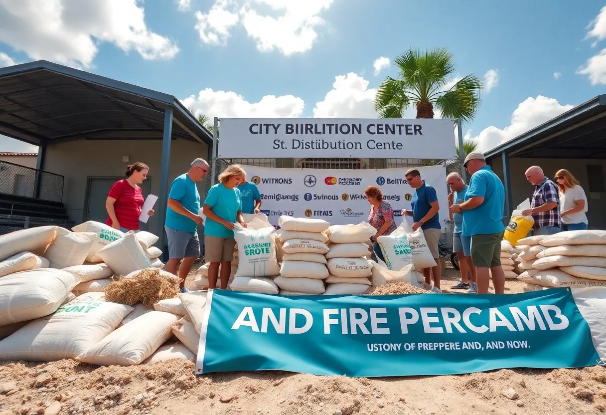 Residents collecting sandbags for hurricane preparation in St. Petersburg