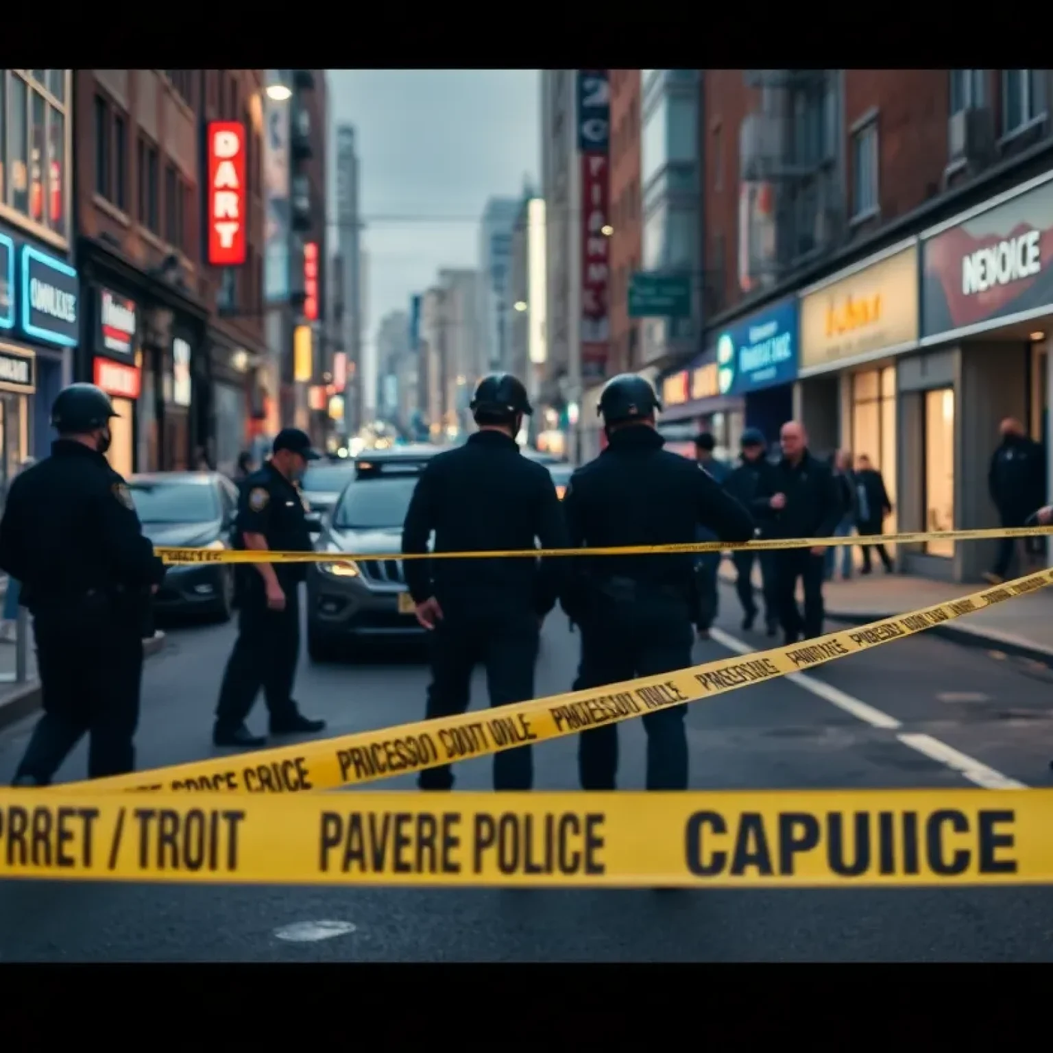 Police officers investigating a shooting scene in St. Petersburg