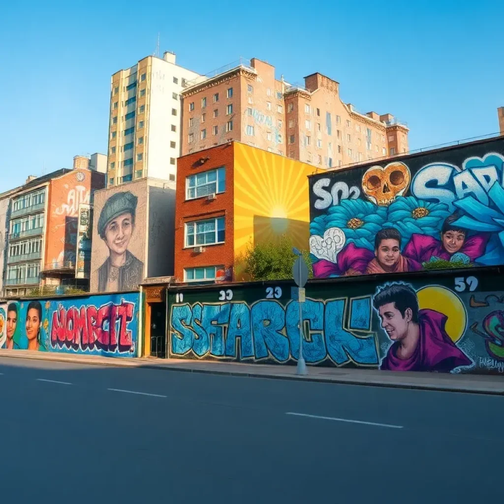 Colorful street art murals in St. Petersburg
